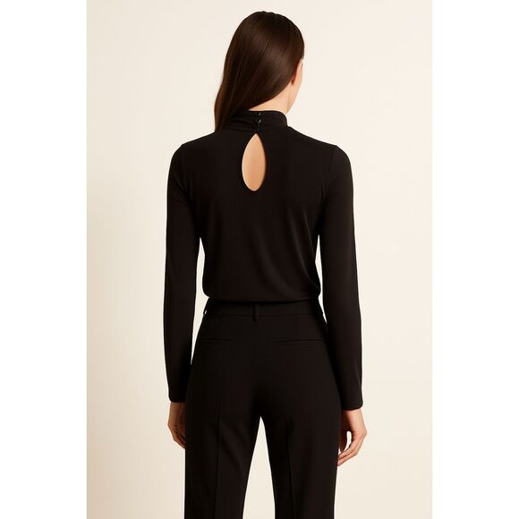 White House Black Market | Black Keyhole-Back Turtle Neck Blouse Size XL | EUC - Picture 2 of 11